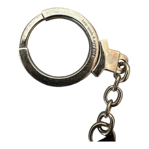 Kate Spade Burgundy Leather Heart Keychain & Bag Charm Accessory W/ Cross Stitch - Picture 4 of 9